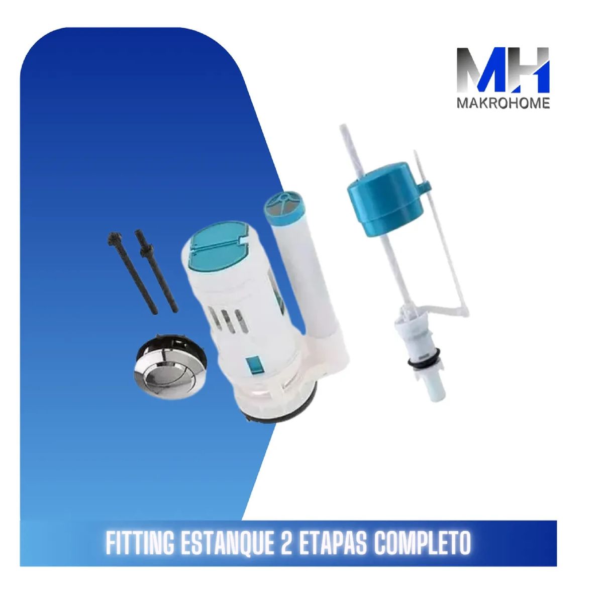 GENERICO - Kit Valvula Estanque Wc Admision + Descarga 2 Etapas +boton