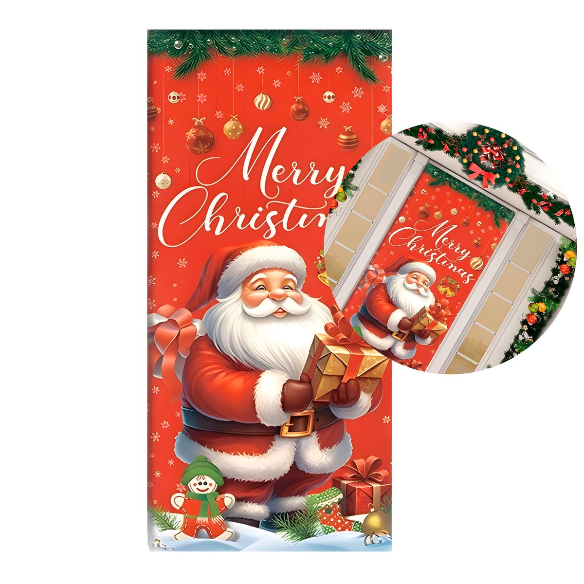 GENERICO - Funda Puerta Navideña Colgante Viejito Pascuero Regalo 210 cm x 90 CM