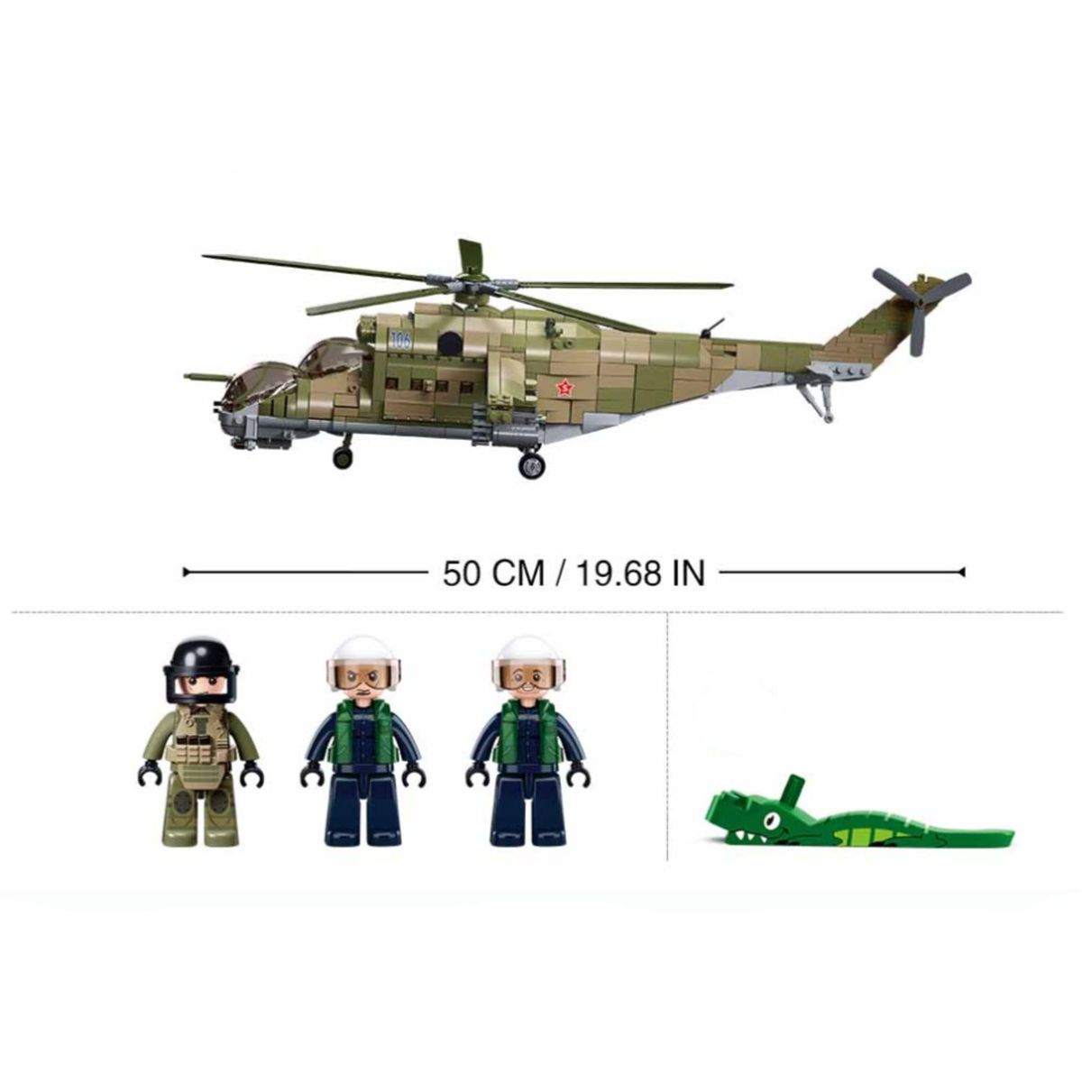 SLUBAN - Helicóptero Militar MI-24S Escala 135 Armable 893 Piezas