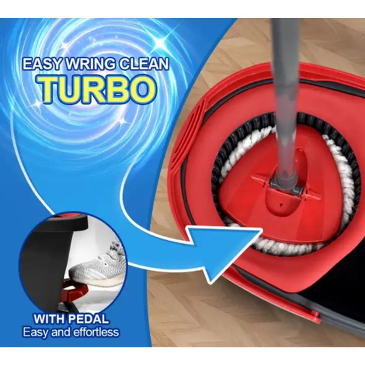 GENERICO - Kit Mopa Premium con Balde y Pedal Easy Wring