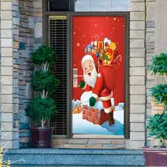 GENERICO - Funda Puerta Navideña Viejito Pascuero Bolsa Regalos 210 cm x 90 CM