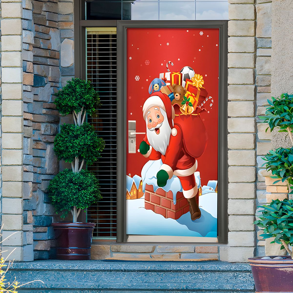 GENERICO - Funda Puerta Navideña Viejito Pascuero Bolsa Regalos 210 cm x 90 CM