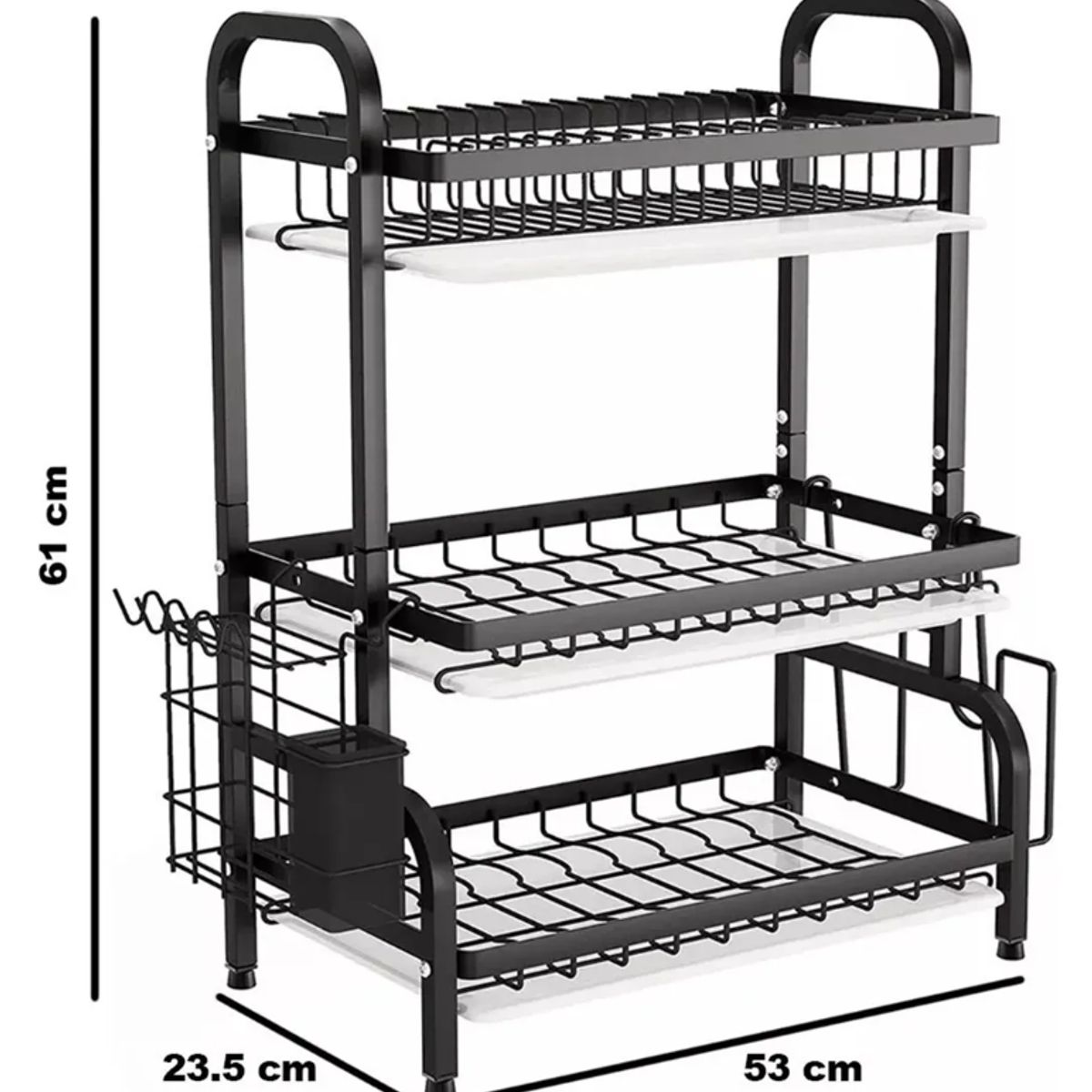 GENERICO - Secador Escurridor De Loza Platos 3 Niveles / Negro