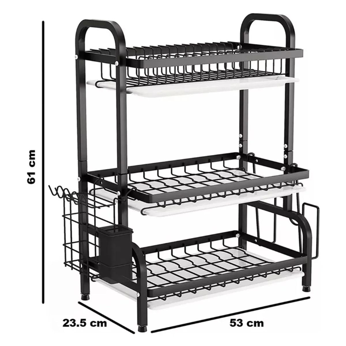 GENERICO - Secador Escurridor De Loza Platos 3 Niveles / Negro