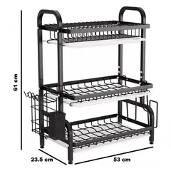 GENERICO - Secador Escurridor De Loza Platos 3 Niveles / Negro