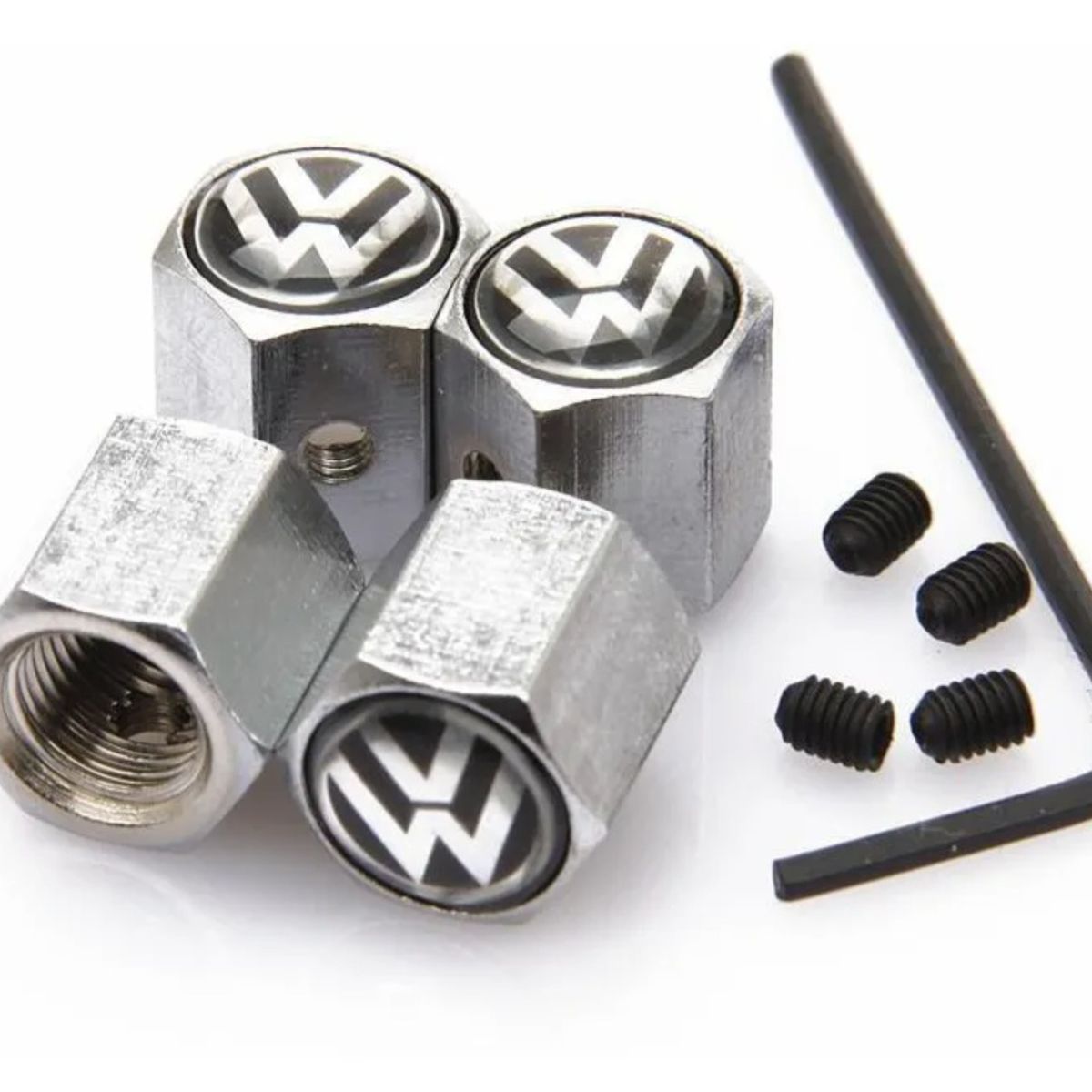 GENERICO - Set 4 Tapa Valvulas Anti Robo para VW