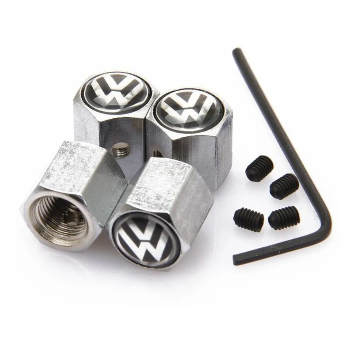 GENERICO - Set 4 Tapa Valvulas Anti Robo para VW