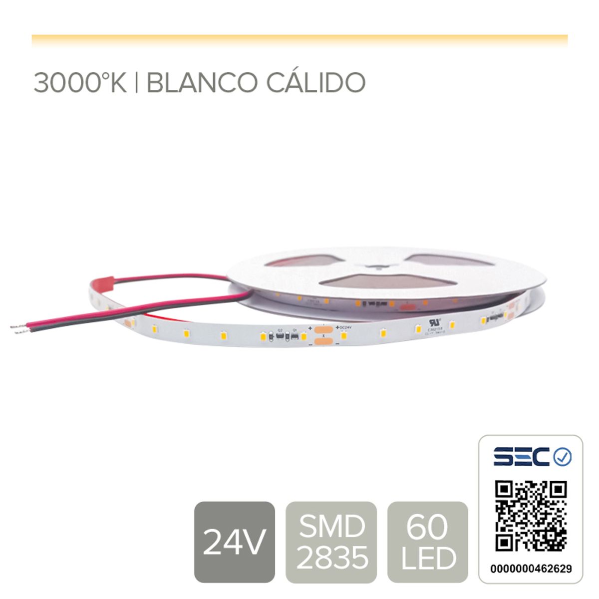 STOREFIX - TIRA LED 24V COLOR BLANCO CÁLIDO DE USO INTERIOR - (Rollo 10 mts)