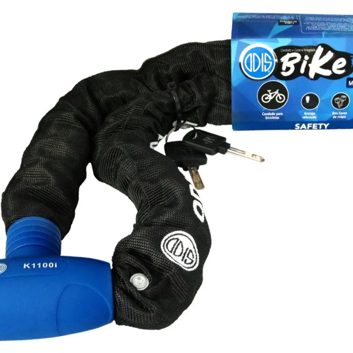 ODIS - Candado Bicicleta Cadena Integrada Odis Bike 95mmx1m Llave Mapa