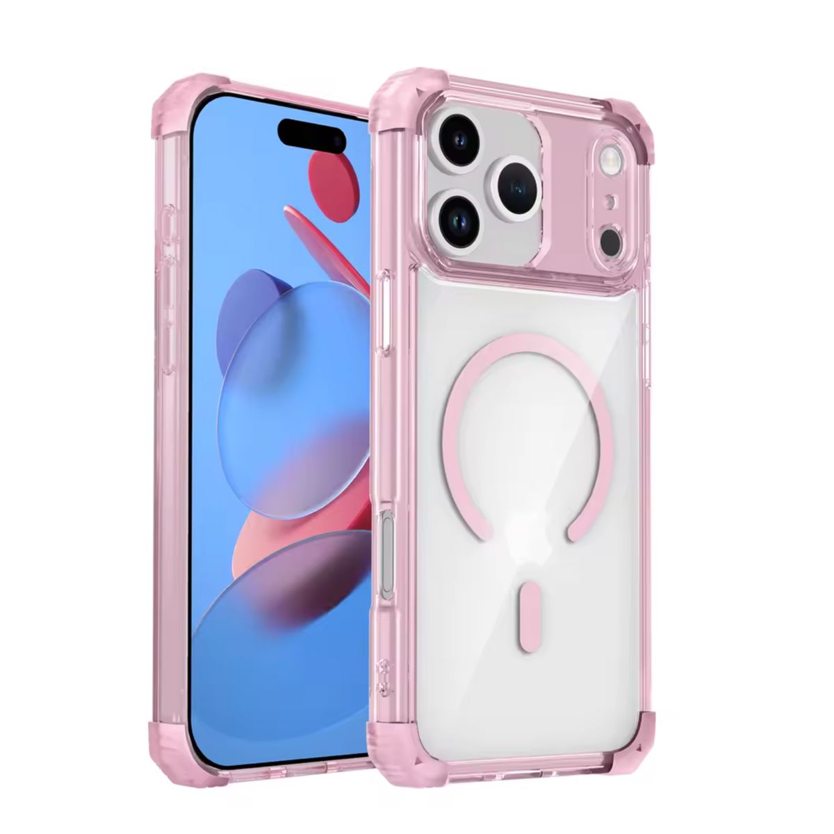 JOIGO - Carcasa Antishock Clear Para iPhone 17 Pro Magsafe Rosado