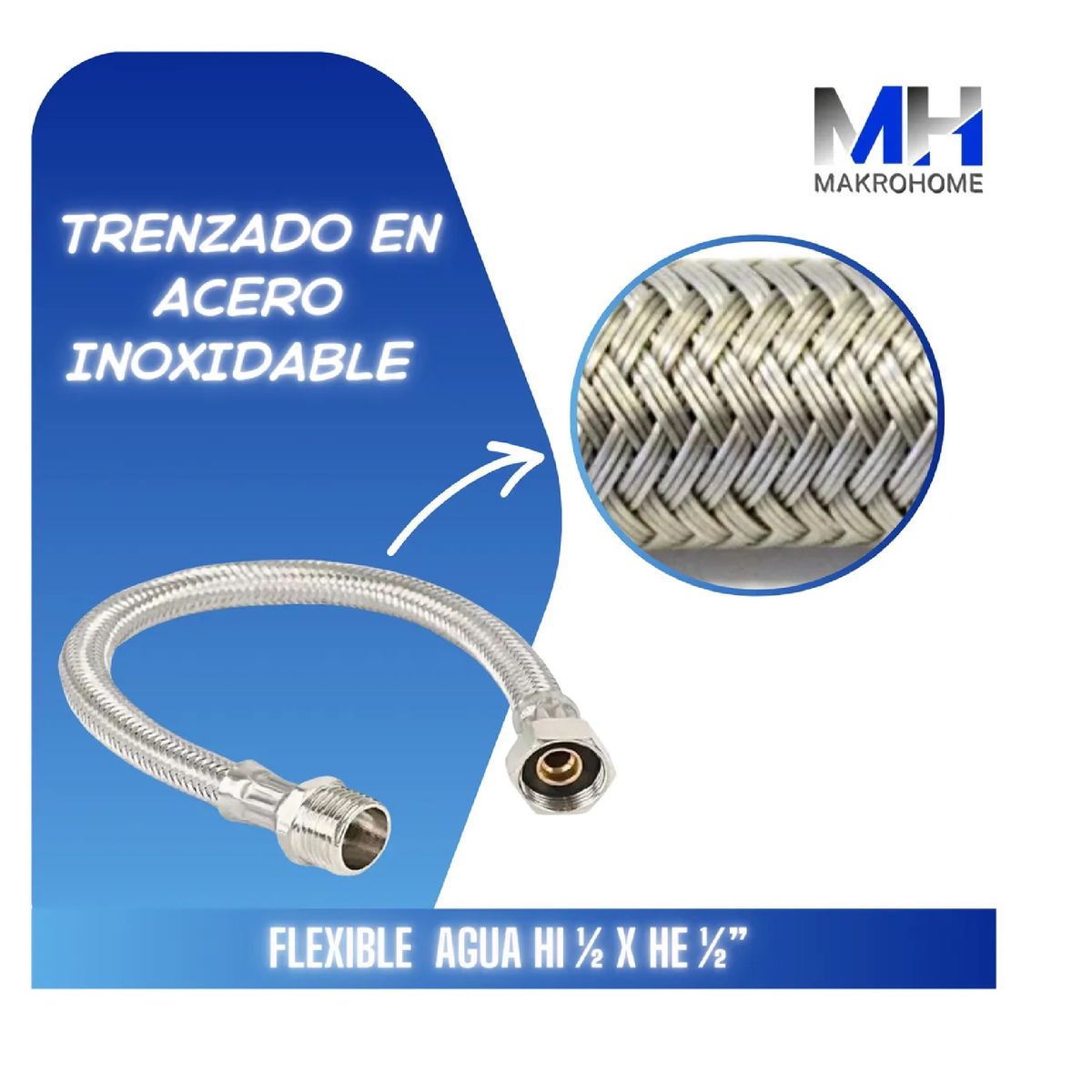 INOXCROM - Flexible Agua Media Hi-he Inoxcrom Acero Inoxidable 30cm
