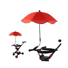 GENERICO - Sombrilla UV portátil para cochecito de bebé ROJO