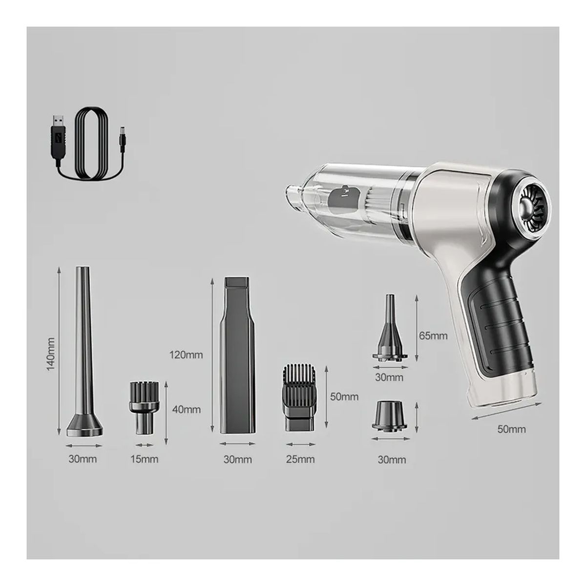 GENERICO - Aspiradora Portátil Inalámbrica USB 120W Compacta Multifuncional