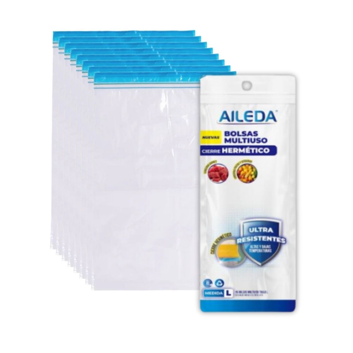 AILEDA - Bolsas Con Cierre Hermetico Aileda Talla L 27x31cm Pack 15 Unid