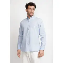 TRIAL - Camisa Lisa Algodón Basilio Celeste