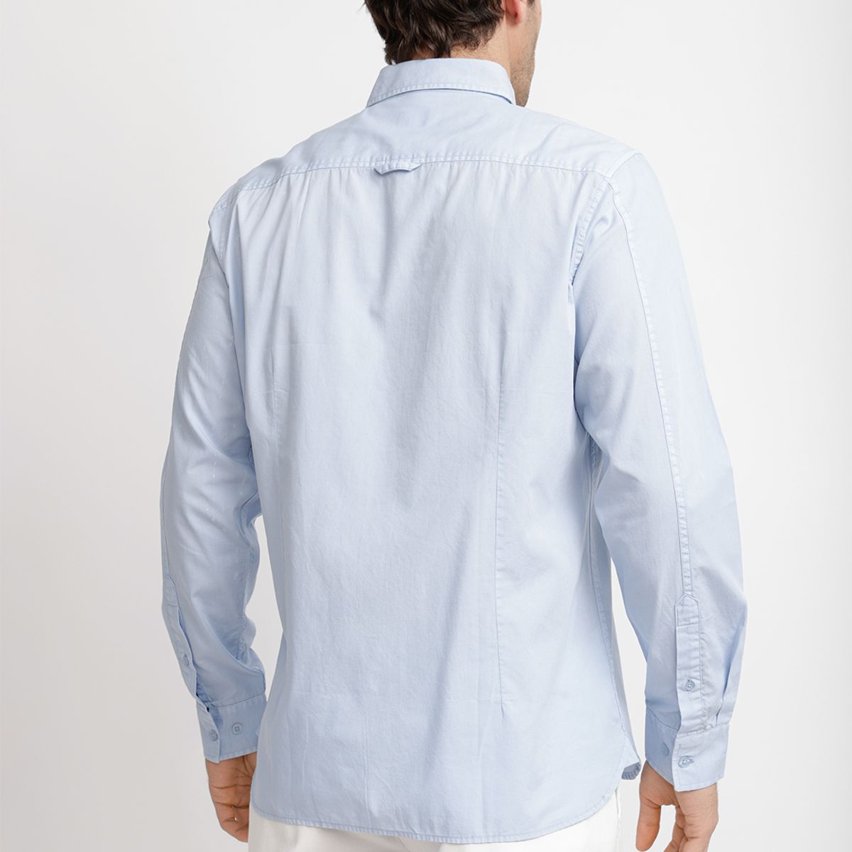 TRIAL - Camisa Lisa Algodón Basilio Celeste