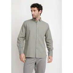 TRIAL - Camisa Lisa Algodón Basilio Verde