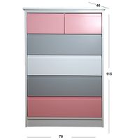 Cajonera Infantil 6 cajones Rosado-Gris-Blanco / Linea Minimal