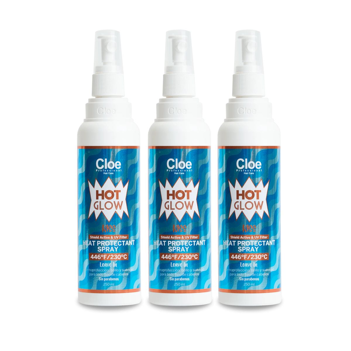 CLOE - Set x3 Spray Cloe Professional Hot Glow Kiss Termo Protección 250ml