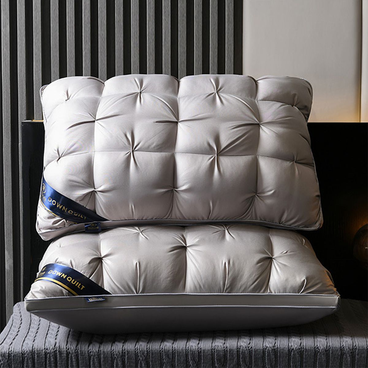 GENERICO - PACK DE 2 ALMOHADAS DE PLUMON CORRUGADAS SUPER COMODAS