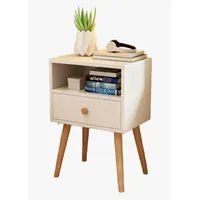 Velador 2nivels Moderno Con Cajon Mesa De Noche 40x30x57 Brillante Blanco