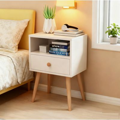 Imagen 2 del producto Velador 2nivels Moderno Con Cajon Mesa De Noche 40x30x57 Brillante Blanco