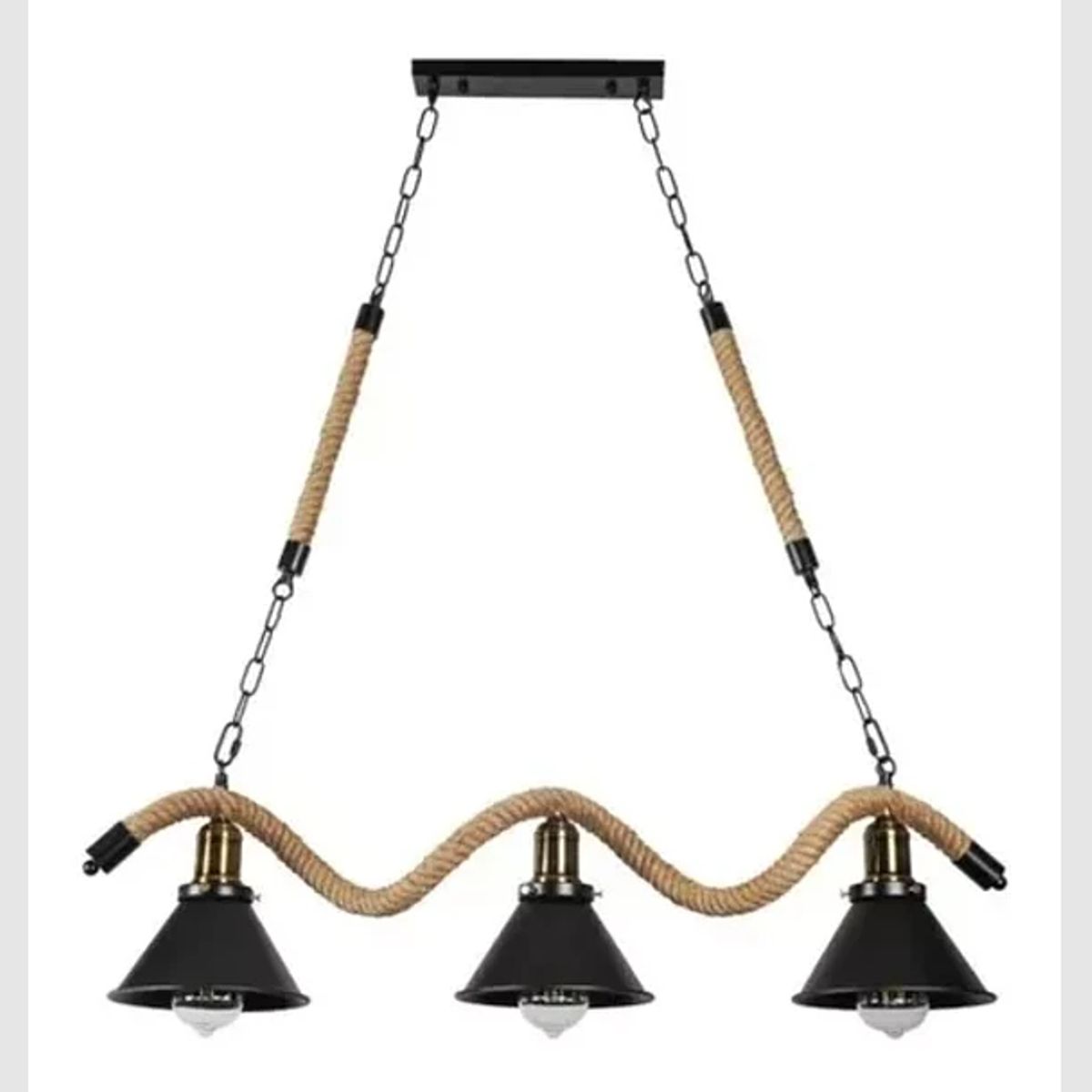 WANT - LAMPARA COLGANTE TRIPLE DE CAÑAMO PORTA E27
