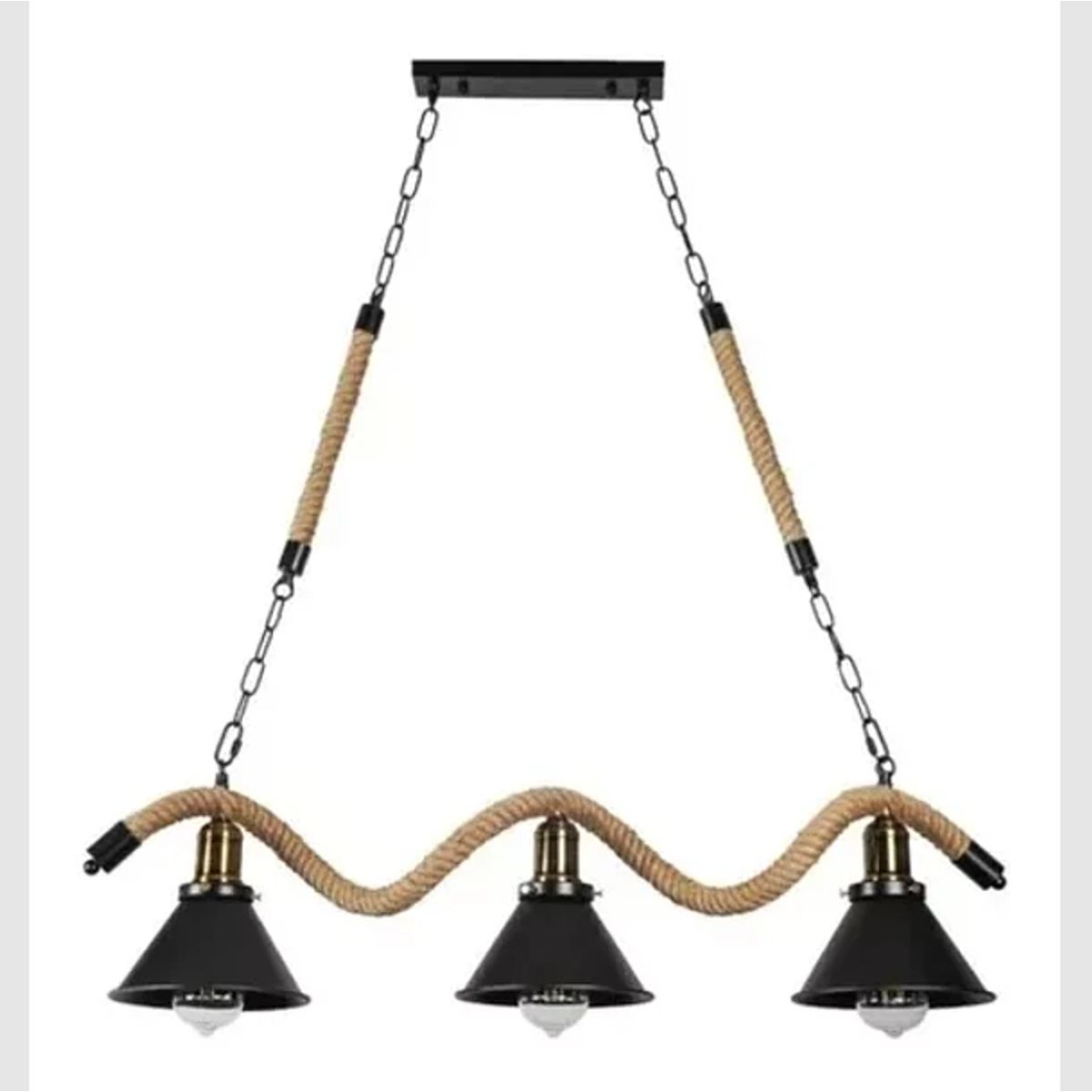 WANT - LAMPARA COLGANTE TRIPLE DE CAÑAMO PORTA E27