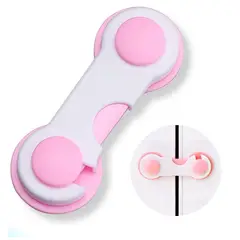 GENERICO - Pack 4 Piezas Rosa Protección Cerradura Cajones Para Bebé Niños