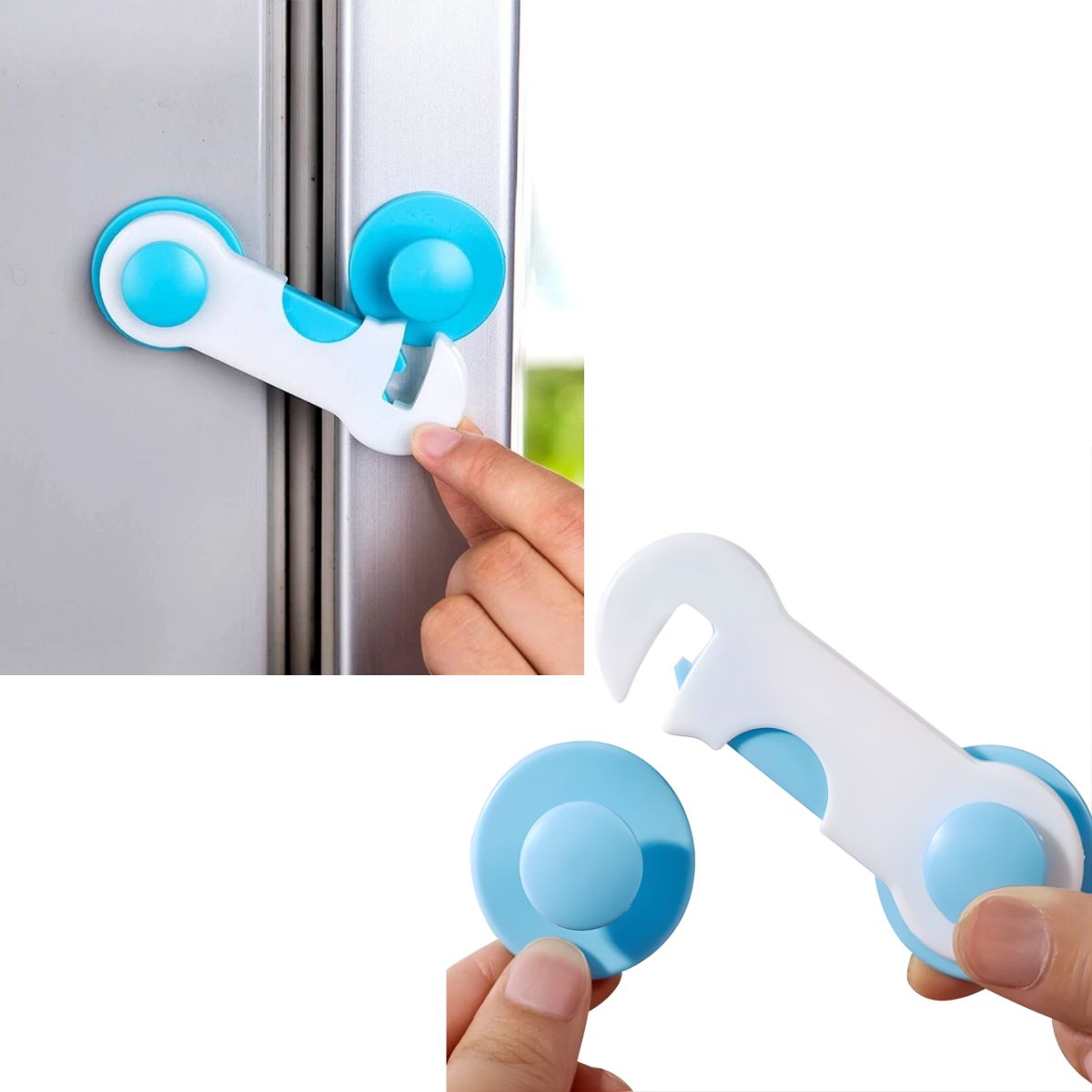 GENERICO - Pack 4 Piezas Azul Protección Cerradura Cajones Para Bebé Niños