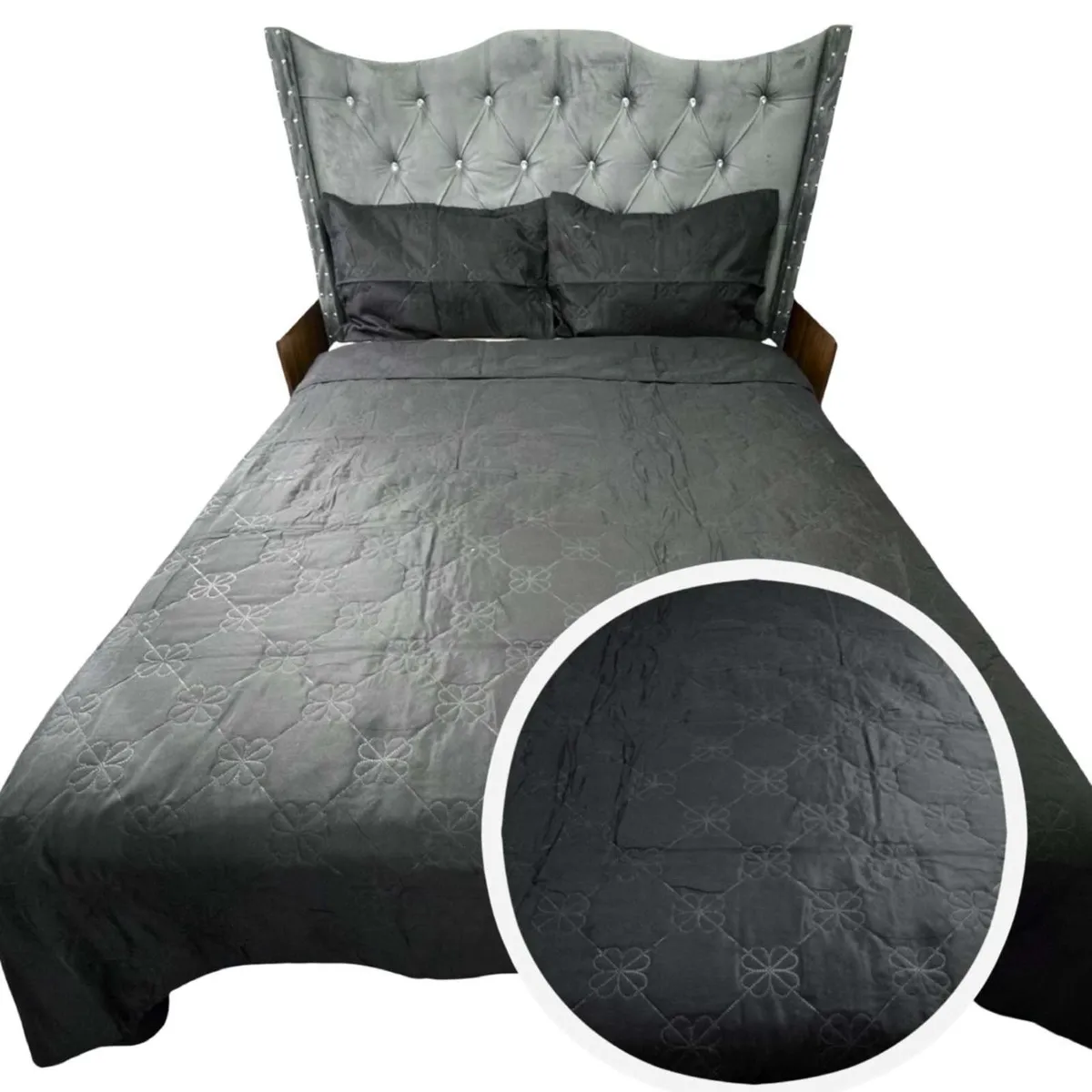 GENERICO - CUBRECAMA QUILT DE LUJO VERANO DELGADO KING NEGRO