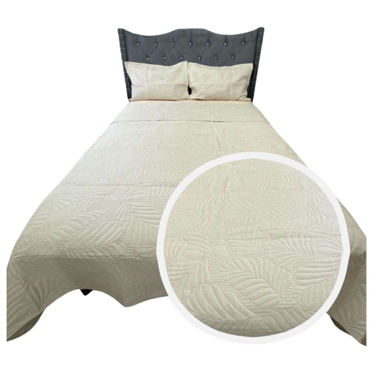 GENERICO - CUBRECAMA QUILT DE LUJO VERANO KING BEIGE