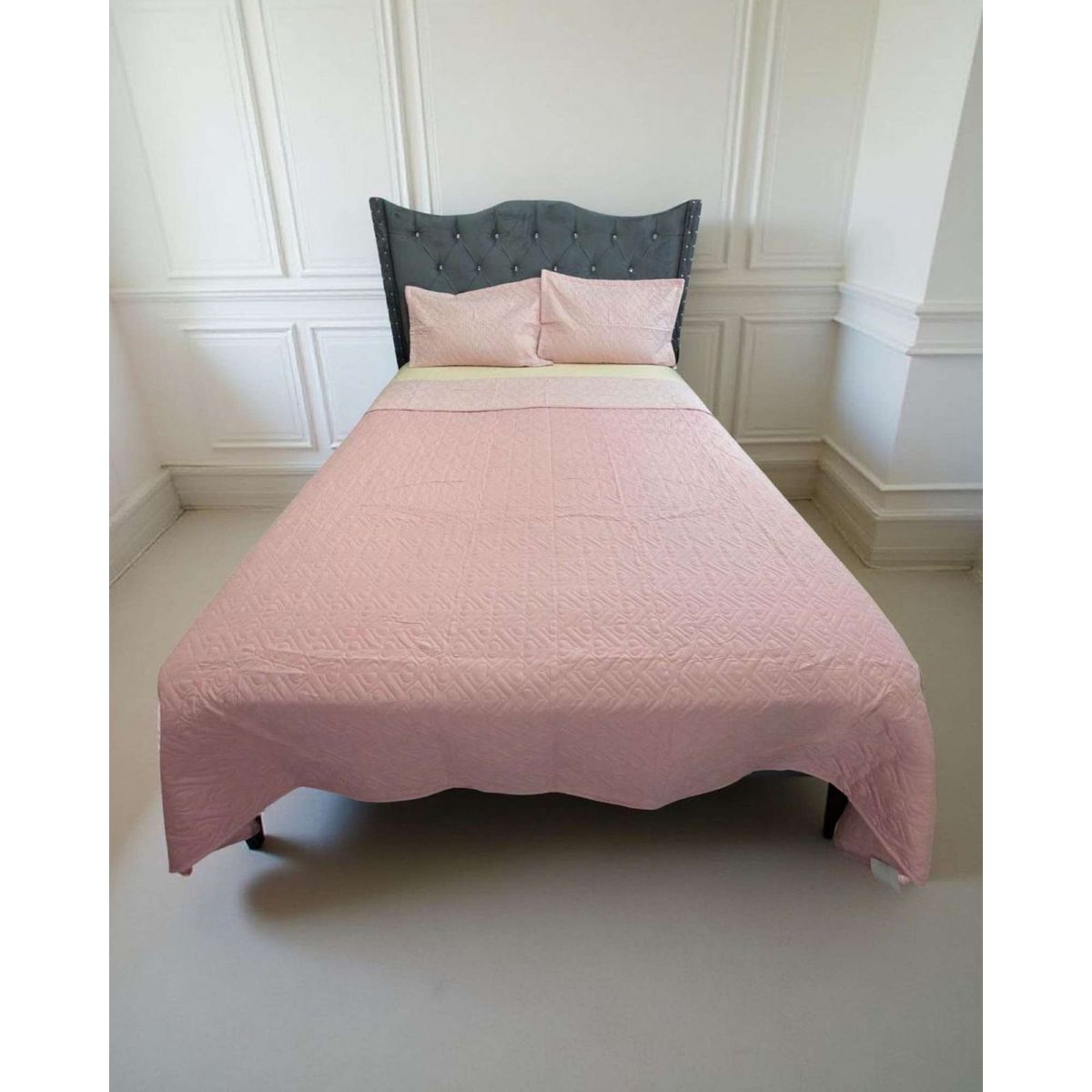 GENERICO - CUBRECAMA QUILT DE LUJO VERANO DELGADO PLAZA Y MEDIA ROSA