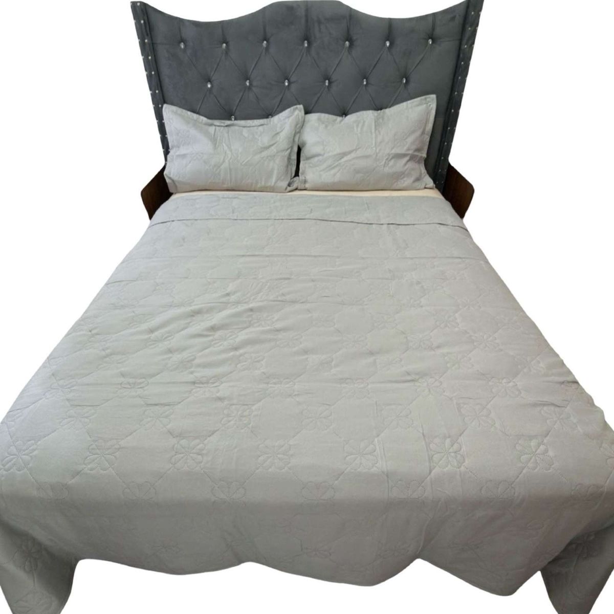 GENERICO - CUBRECAMA QUILT DE LUJO VERANO DELGADO 2 PLAZAS GRIS