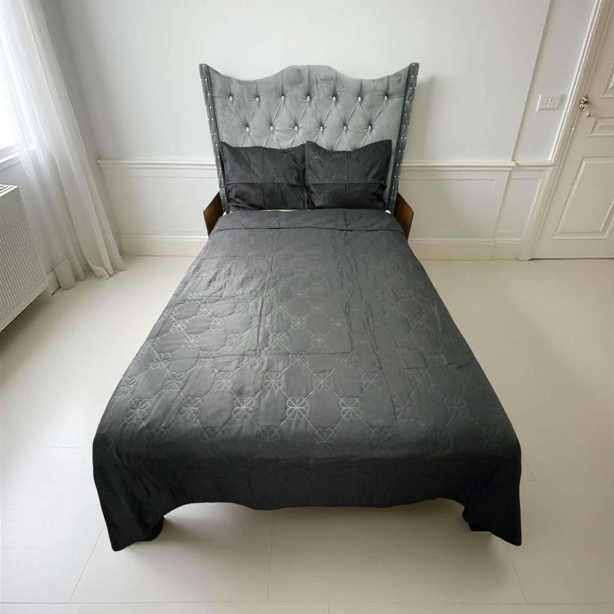 GENERICO - CUBRECAMA QUILT DE LUJO VERANO DELGADO KING NEGRO