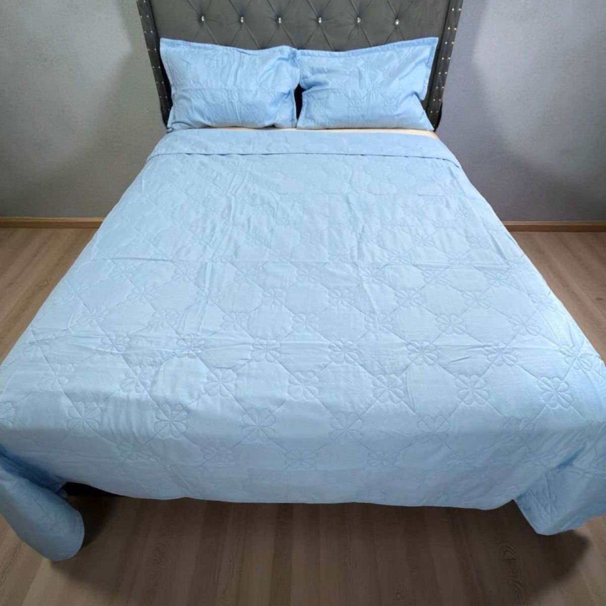 GENERICO - CUBRECAMA QUILT DE LUJO VERANO DELGADO KING CELESTE