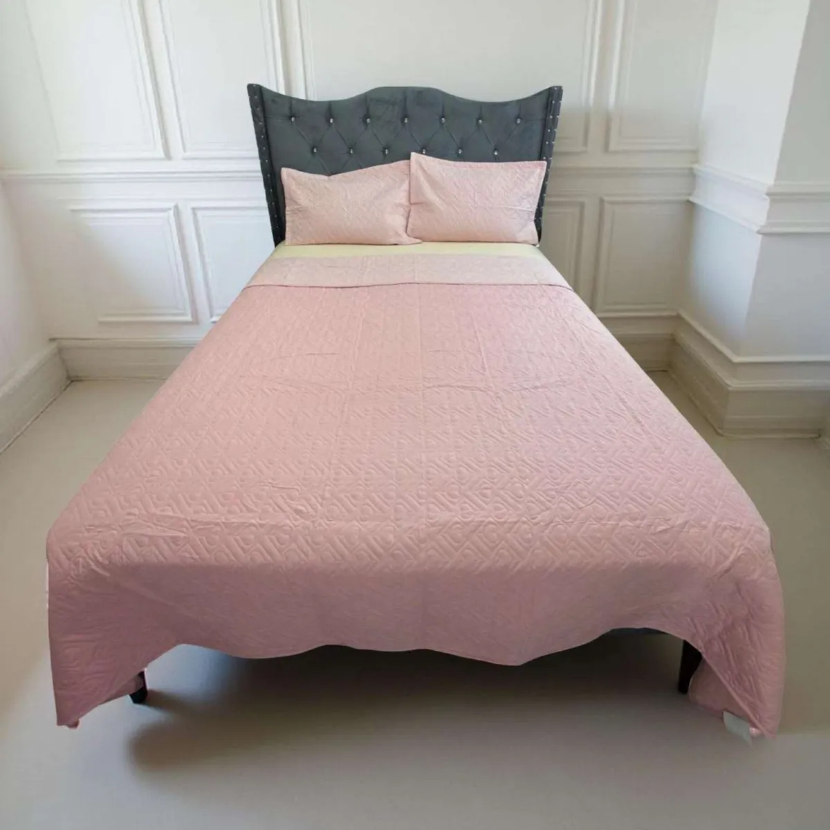 GENERICO - CUBRECAMA QUILT DE LUJO VERANO DELGADO KING ROSA
