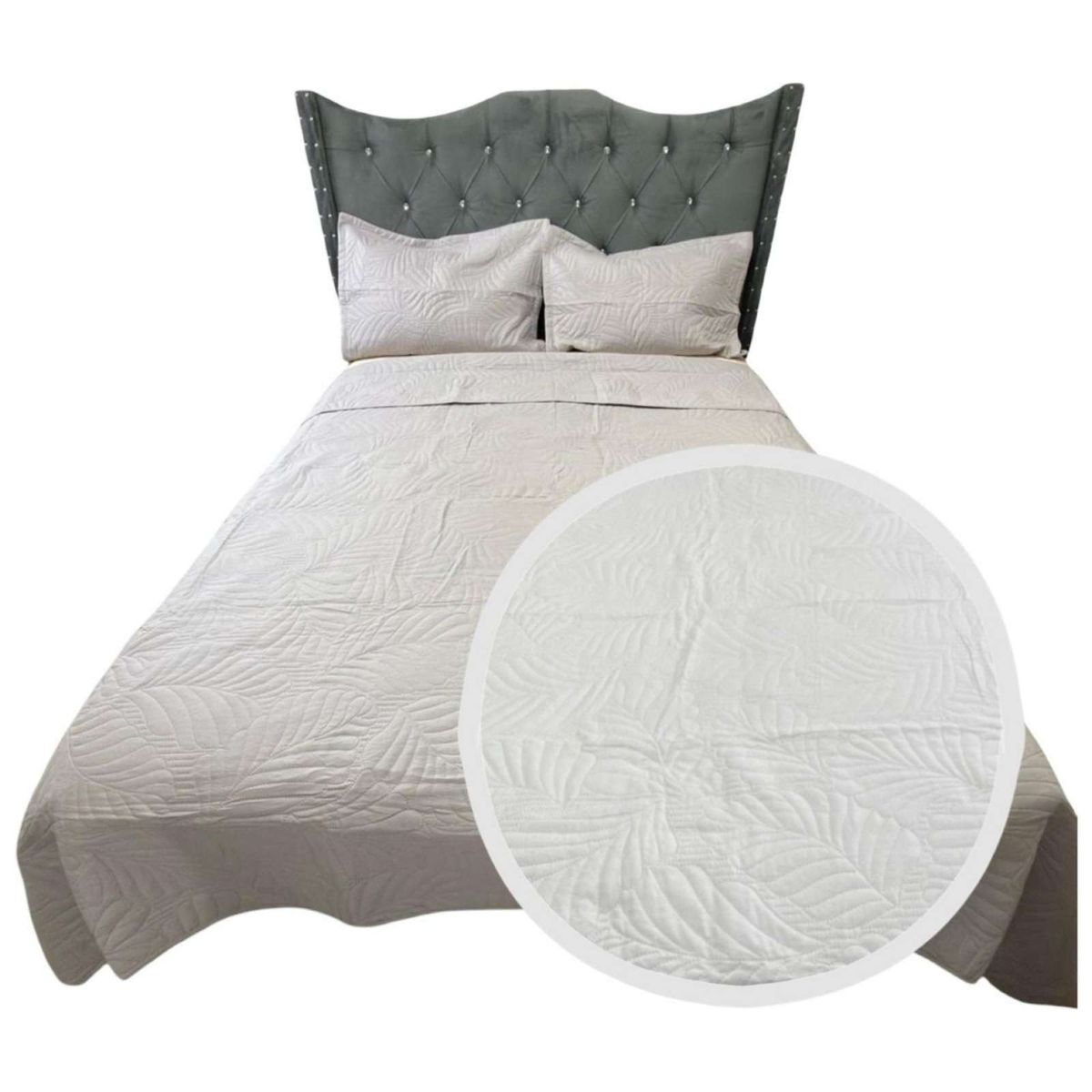 GENERICO - CUBRECAMA QUILT DE LUJO VERANO 2 PLAZA GRIS