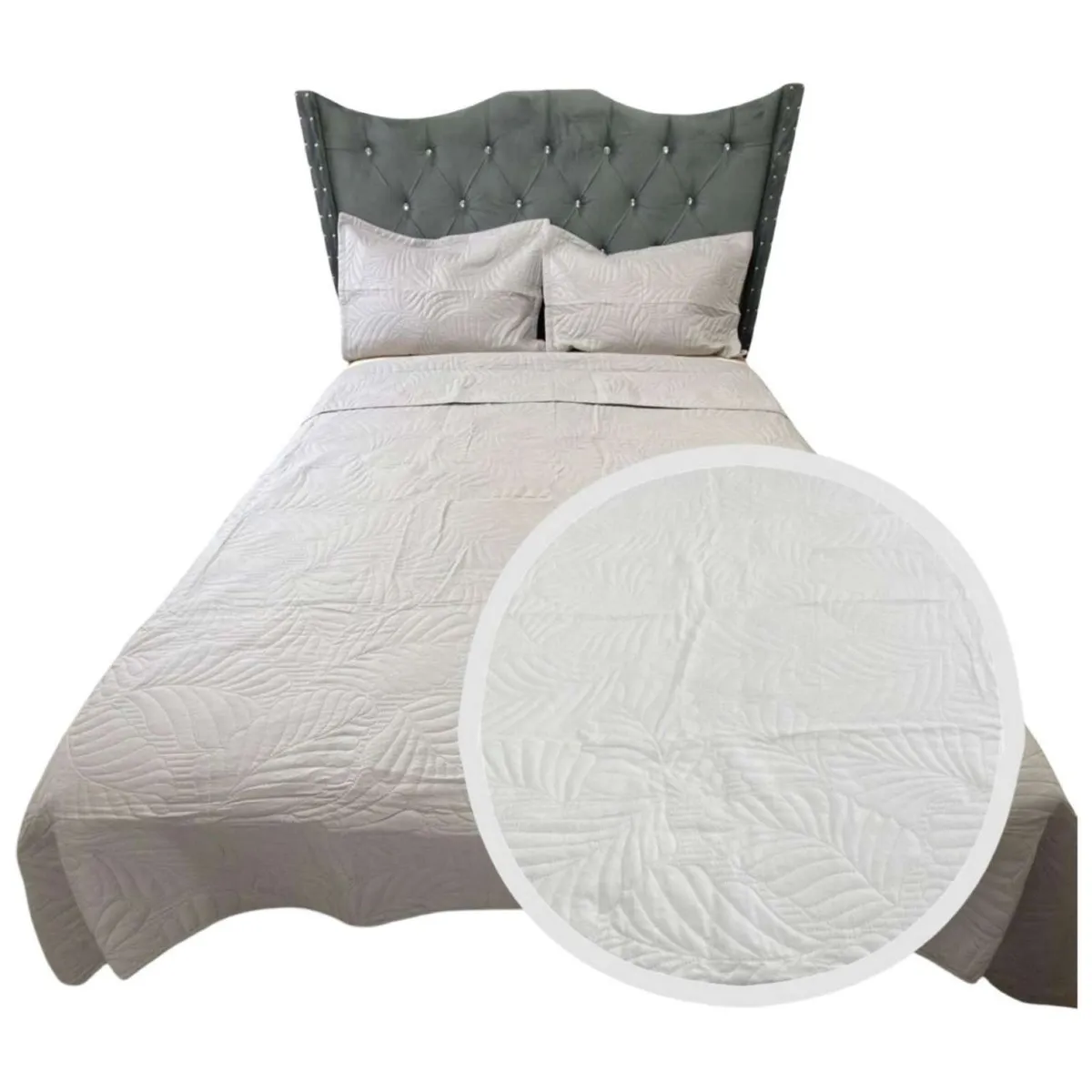 GENERICO - CUBRECAMA QUILT DE LUJO VERANO KING GRIS