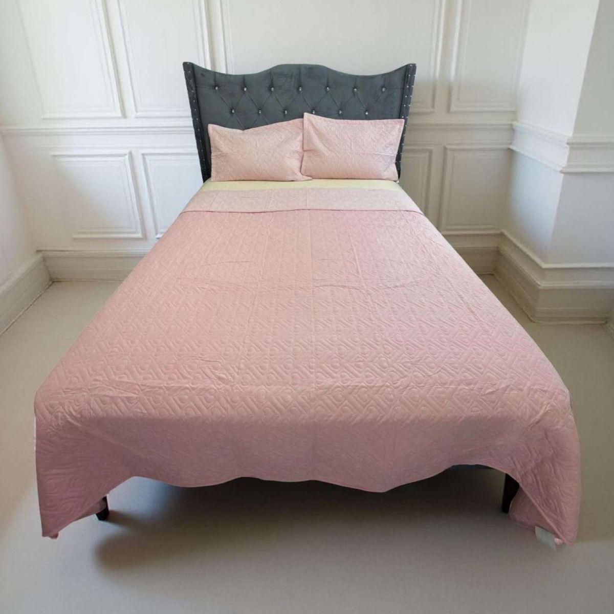 GENERICO - CUBRECAMA QUILT DE LUJO VERANO DELGADO 2 PLAZAS ROSA
