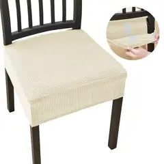 GENERICO - Pack de 6 fundas Protectoras Cubre Asientos de sillas de comedor BEIGE