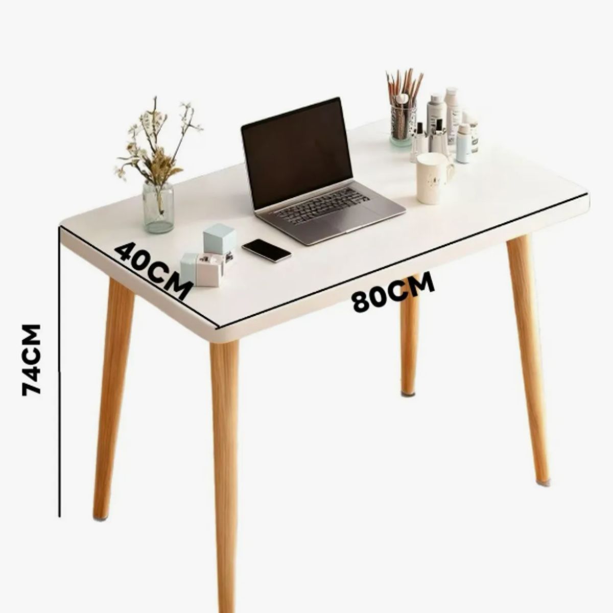 GENERICO - Mesa Escritorio Moderna 80×40×74 Cm Madera Oficina Hogar Blanco.