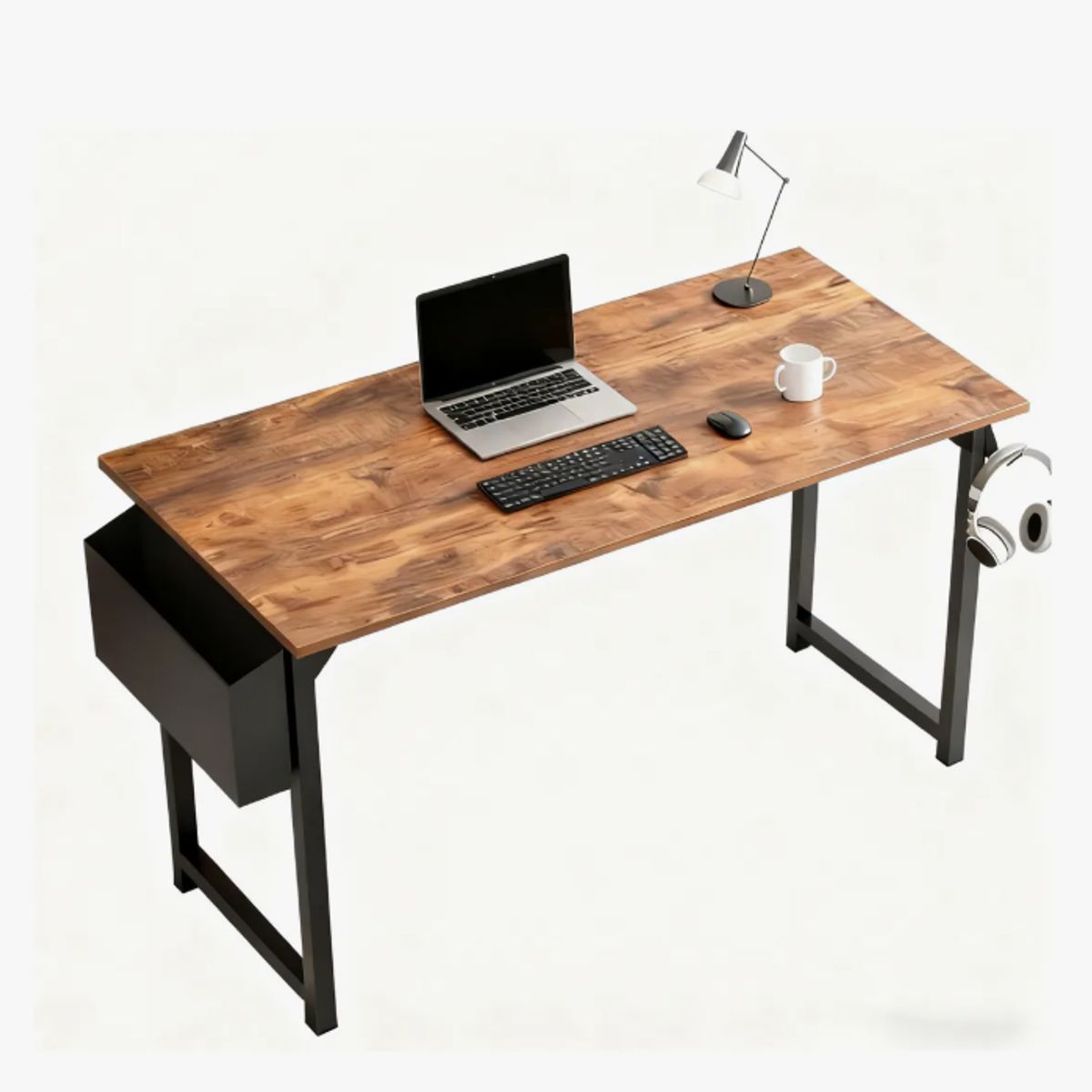 GENERICO - Escritorio Ciriaca 100×48×75 Cm Con Bolsillo Lateral Vintage Walnut