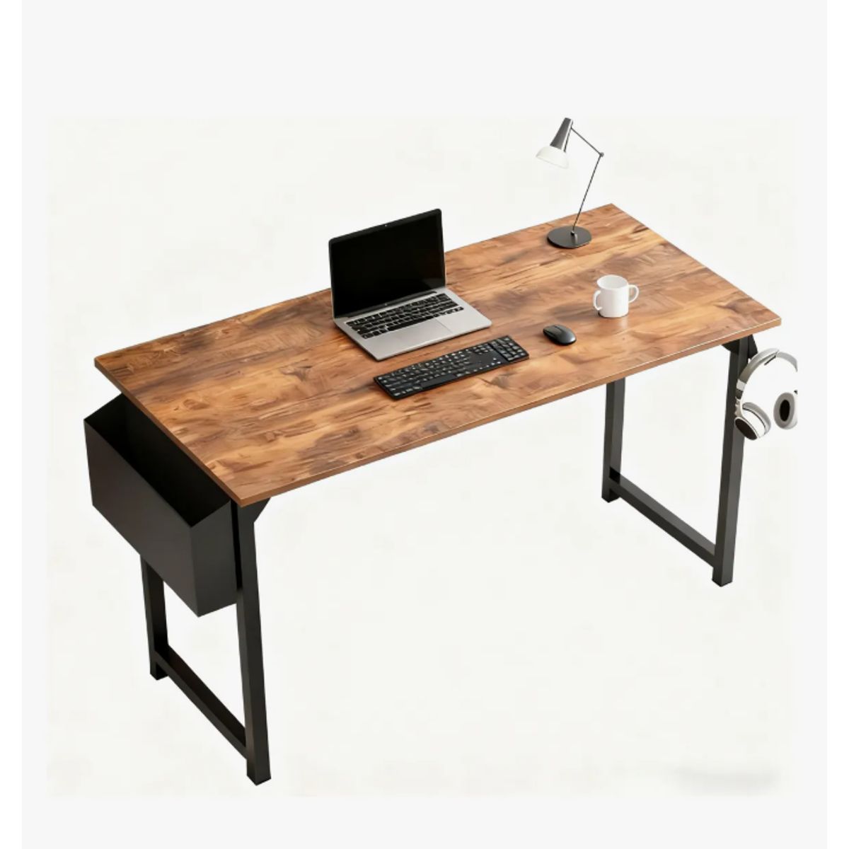 GENERICO - Escritorio Ciriaca 100×48×75 Cm Con Bolsillo Lateral Vintage Walnut