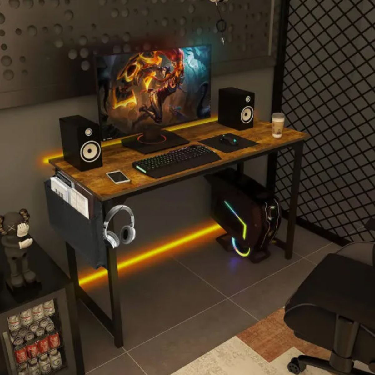 GENERICO - Escritorio Ciriaca 100×48×75 Cm Con Bolsillo Lateral Vintage Walnut