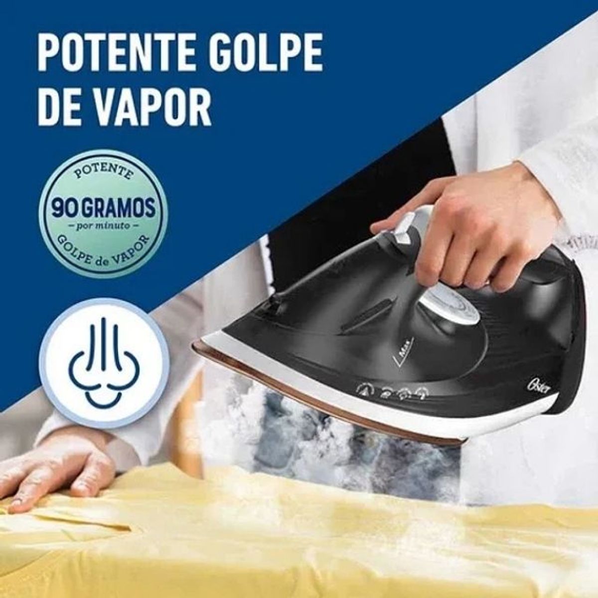 OSTER - Plancha De Vapor Con Suela Grande De Cerámica Oster® Gcstep2 Color Gris oscuro
