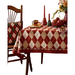 GENERICO - SET DE MANTEL CON 6 FUNDAS DE SILLAS ANTIMANCHAS NAVIDEÑO 140X220 CM J1