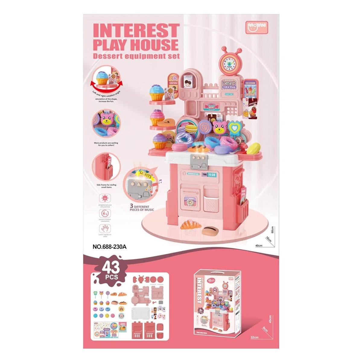 GENERICO - Cocina De Juguete Infantil 43 Piezas Luz Y Sonidos