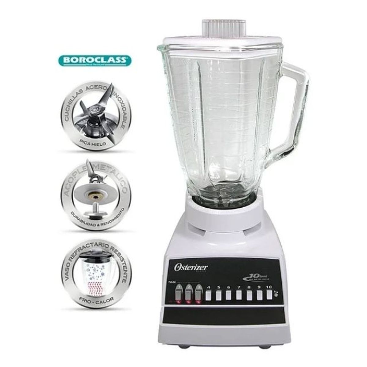 OSTER - Licuadora Oster De 10 Velocidade Blanca Color Blanco Blend&Go Y Jarritos MiniBlend All-Metal Drive