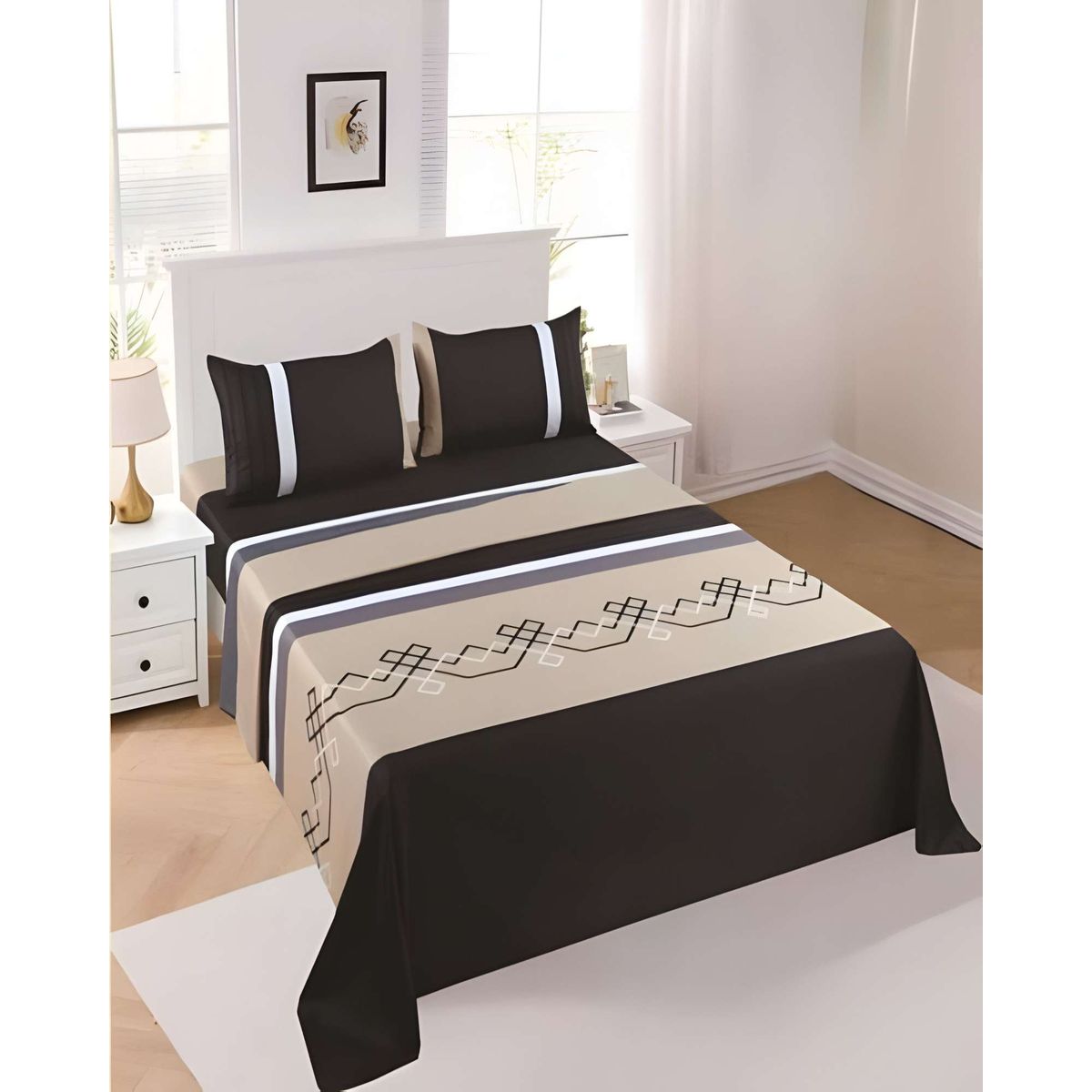 GENERICO - JUEGO DE SABANAS DE VERANO  1 PLAZA NEGRO3